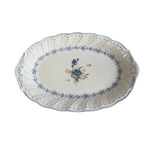 Nikko Blue Peony Butter Tray - Fine China Japan